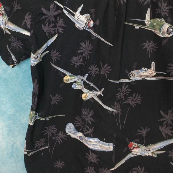 High Seas Trading Co. Airplanes & Palm Trees Button Up Men's Shirt, Size Small - Picture 4 of 6